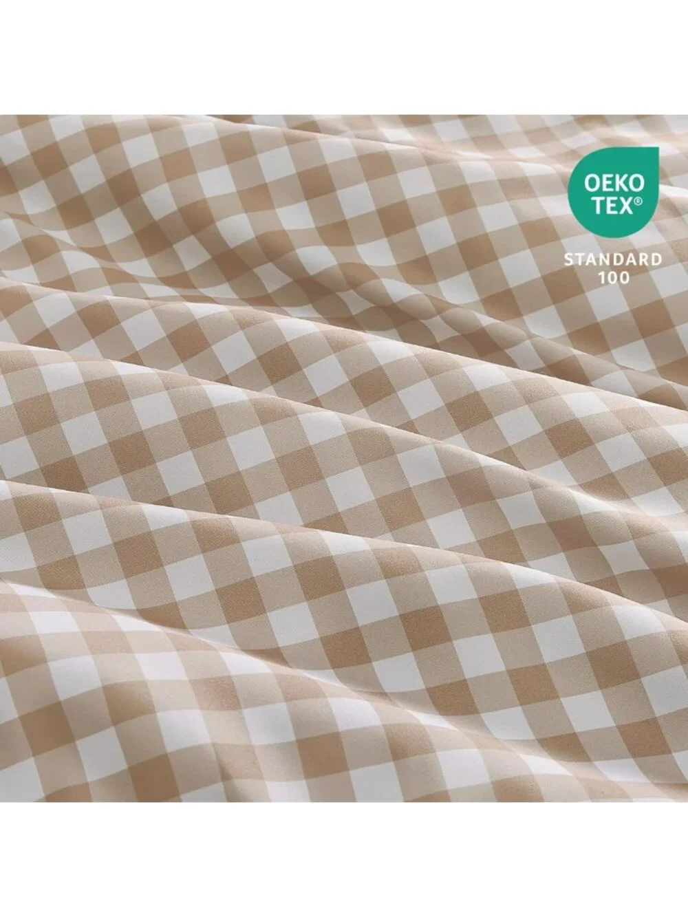 Cozy Tan Gingham Queen Comforter Set | Brown Checkered Plaid Bedding Essentials